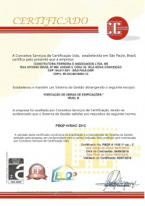 Certificado - PBQP-H/SIAC 2012 Nível B 